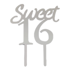 Cake topper Sweet 16 Zilver